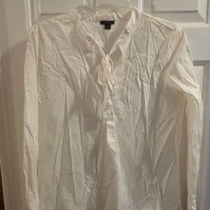 Ann Taylor White Tunic VNeck w/ Tie Long Sleeve Size M